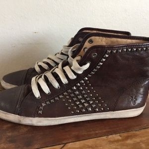 Fry Leather Studded Shoes High Top Kira Biker